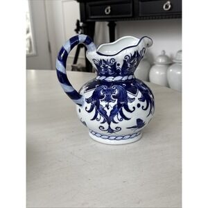 Porcelain Blue & White Jingdezhen Hand-Painted Pitcher Traditional Chinese
